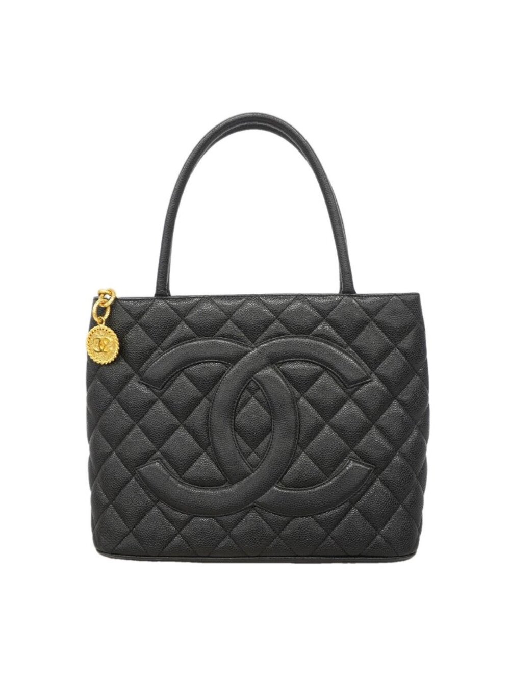 Chanel Tote Bag Reissue Caviar Leather Black Gold